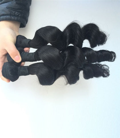 16 inch black spiral body wave human hair wefts - Luckin Wigs