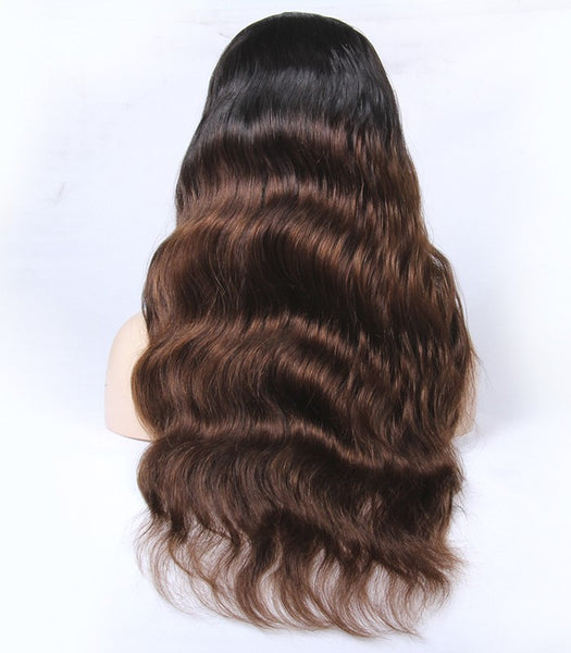 22 inch black ombre 4# wave Peruvian human hair wigs Density 150% - Luckin Wigs