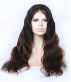 22 inch black ombre 4# wave Peruvian human hair wigs Density 150% - Luckin Wigs