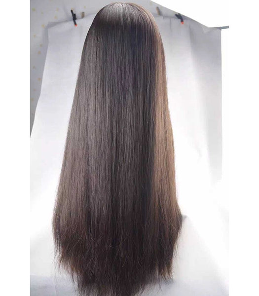 24 inch black straight human hair lace wigs pre-plucked hairline 150% density - Luckin Wigs