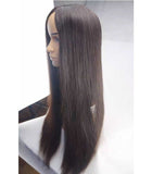 24 inch black straight human hair lace wigs pre-plucked hairline 150% density - Luckin Wigs