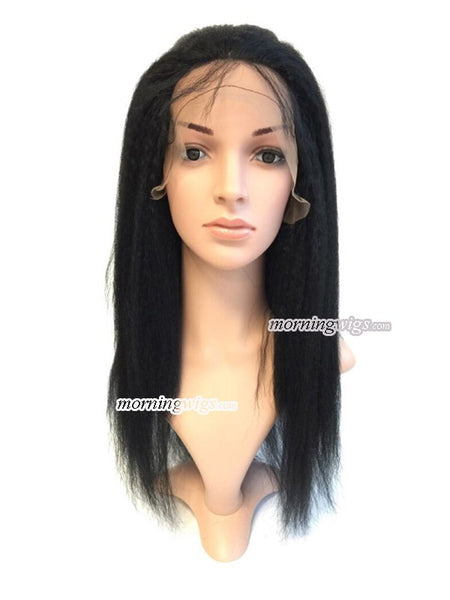 16" human remy hair fake scalp Yaki wigs pre-plucked hairline 150% density - Luckin Wigs