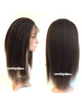 16" human remy hair fake scalp Yaki wigs pre-plucked hairline 150% density - Luckin Wigs