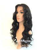 100% Brizilian Virgin Human Hair Full Lace Wigs Natural Black 22" Body Wave - Luckin Wigs