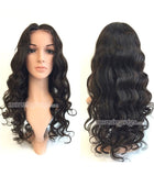 Brizilian Virgin Human Hair Gluless Full Lace Wigs With Silk Top Natural Black 20" Body Wave Density 150% - Luckin Wigs