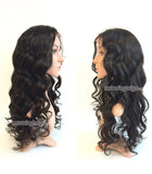 Brizilian Virgin Human Hair Gluless Full Lace Wigs With Silk Top Natural Black 20" Body Wave Density 150% - Luckin Wigs