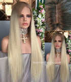 24 inches dark root ombre 613 remy human hair wigs - Luckin Wigs