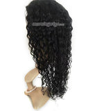 20 icnhes fake scalp wig black kinky curly virgin human hair wigs pre-plucked hairline 150% density - Luckin Wigs