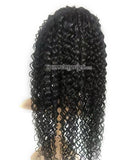 20 icnhes fake scalp wig black kinky curly virgin human hair wigs pre-plucked hairline 150% density - Luckin Wigs