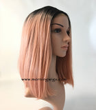 dark root pink ombre fashion synthetic lace front wigs - Luckin Wigs