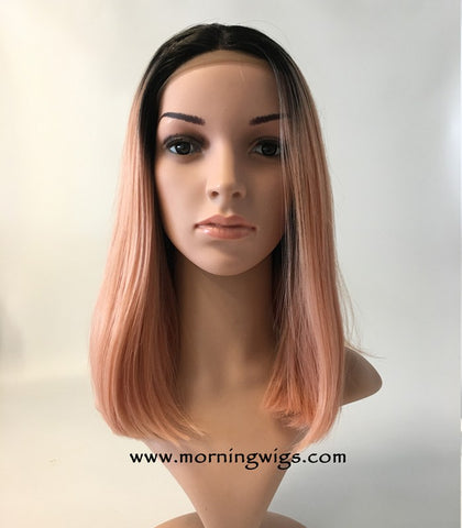 dark root pink ombre fashion synthetic lace front wigs - Luckin Wigs
