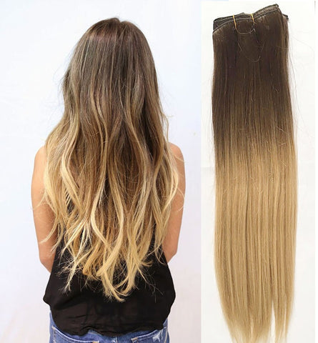 20 inches black ombre blonde human hair extensions - Luckin Wigs
