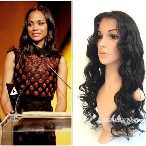 100% Brizilian Virgin Human Hair Full Lace Wigs Natural Black 22" Body Wave - Luckin Wigs