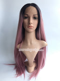 Luxury dark pink synthetic lace front wig - Luckin Wigs