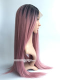 Luxury dark pink synthetic lace front wig - Luckin Wigs