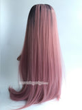 Luxury dark pink synthetic lace front wig - Luckin Wigs
