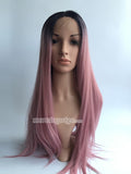Luxury dark pink synthetic lace front wig - Luckin Wigs