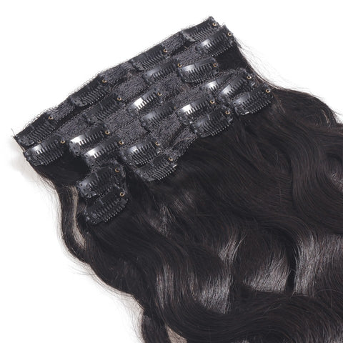 14 inches black body wave virgin human hair clip in hair extension - Luckin Wigs