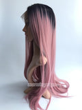 Luxury dark pink synthetic lace front wig - Luckin Wigs