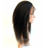 Soft Remy Human Hair 1B 16" Glueless Full Lace With Silk Top Yaki Wigs - Luckin Wigs