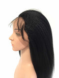 Soft Remy Human Hair 1B 16" Glueless Full Lace With Silk Top Yaki Wigs - Luckin Wigs