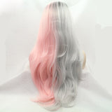 22 inches dark root grey ombre pink natural wave sythetic hair wigs - Luckin Wigs