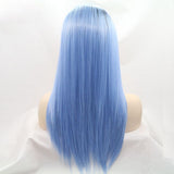 18 incches blue synthetic natural straight lace front wigs - Luckin Wigs