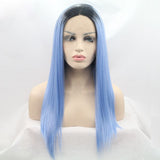 18 incches blue synthetic natural straight lace front wigs - Luckin Wigs