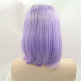 16 inches dark root purple straight synthetic hair lace front wigs - Luckin Wigs