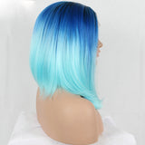 16 inches ombre blue synthetic lace front hair wigs - Luckin Wigs