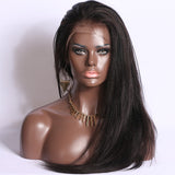 20 inches natural straight black virgin Brazilian human hair lace front wigs - Luckin Wigs