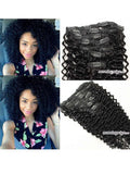 Kinky Curly  color 1B clips in hair extensions - Luckin Wigs