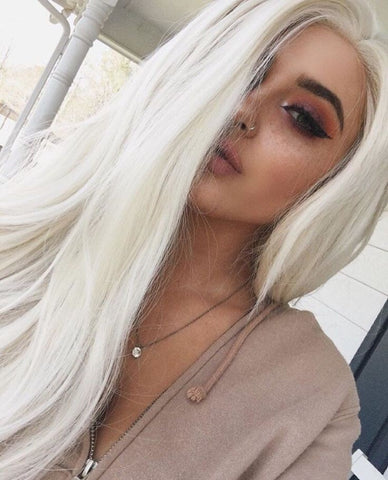 20 inches white body wave synthetic lace front wig - Luckin Wigs