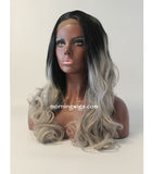 18 inches black ombre gray body wave synthetic lace front wigs for fashion girls - Luckin Wigs