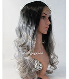 Halloween celebrate happy black ombre gray wave lace front wigs - Luckin Wigs