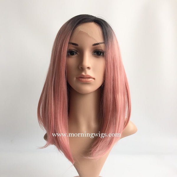 14 inches black ombre pink synthetic lace front wigs for fashion women synthetic hair - Luckin Wigs