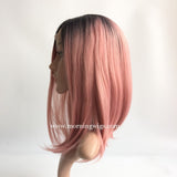 14 inches black ombre pink synthetic lace front wigs for fashion women synthetic hair - Luckin Wigs