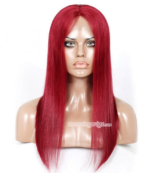 20" rose red straight 100% Brazilian human hair wigs for fashion women - Luckin Wigs