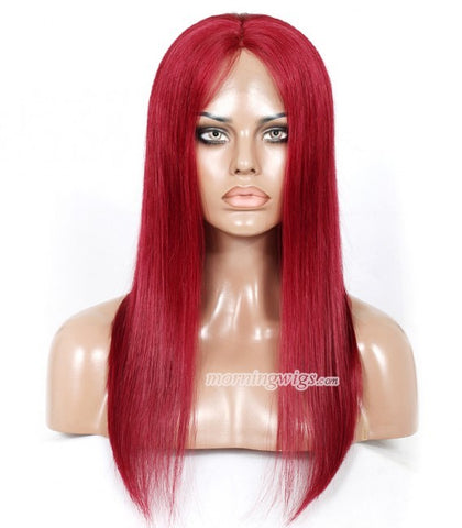 20" rose red straight 100% Brazilian human hair wigs for fashion women - Luckin Wigs