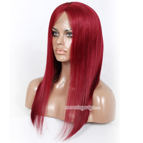 20" rose red straight 100% Brazilian human hair wigs for fashion women - Luckin Wigs