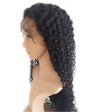 24 inches black 8mm curly human hair 360 lace wigs pre-plucked hairline 150% density - Luckin Wigs