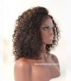 black kinky curly 100% human hair satin lace wigs fashion women - Luckin Wigs