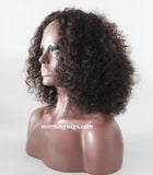 black kinky curly 100% human hair satin lace wigs fashion women - Luckin Wigs