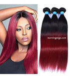gorgeous 20 inches natural straight black ombre  99J hair extensions - Luckin Wigs