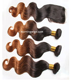 20 inches black ombre brown end body wave virgin human hair bundles - Luckin Wigs