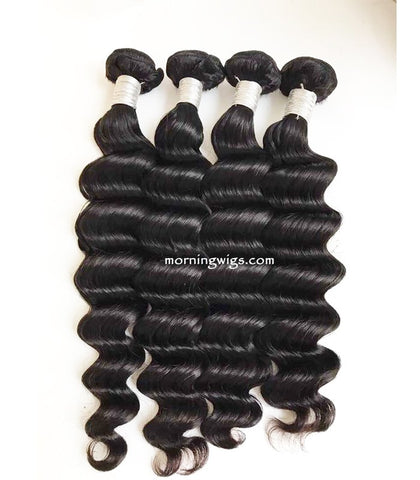 18 inches loose wave black virgin human hair bundles - Luckin Wigs