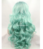 20 inches dark root ombre light green body wave synthetic lace front wigs - Luckin Wigs