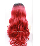 20 inches dark root red body wave synthetic lace front wigs - Luckin Wigs