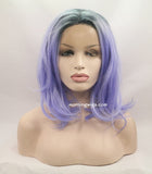 14 inches dark root ombre light purple natural straight synthetic lace front wigs - Luckin Wigs