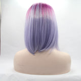 14 inches pink ombre purple natural straight synthetic lace front wigs - Luckin Wigs